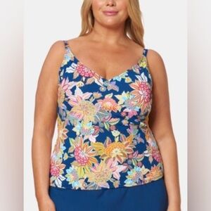Bleu Rod Beattie Women's Tropical Print Tankini Top Swimsuit Multicolor Size 20W